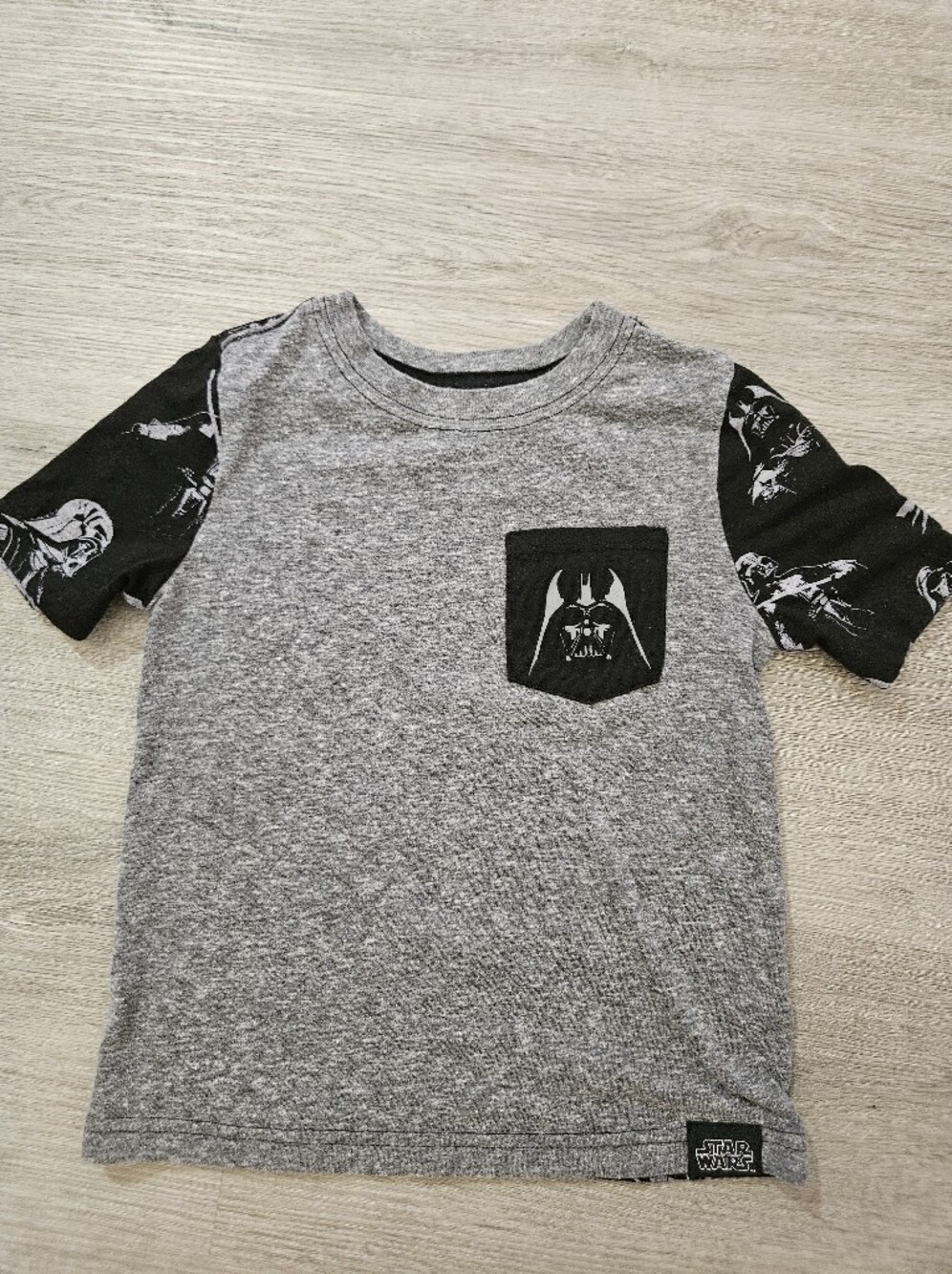 Star Wars Kids' Gray Pocket Tee with Black Sleeves